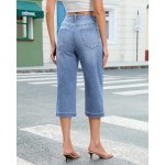 GRAPENT Capri Jeans for Women Mid Rise Straight Leg Casual Relaxed Fit Summer Cropped Stretchy Denim Capris Pants