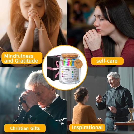 Bible Verse Jar, Read Me When Bible Verses Jar for Daily Encouragement,Christian Gifts for Women,Easter Basket Stuffers, Birthday Gifts,Mothers Day Gift for Mom,Prayer Cards With A 48-inch Ribbon Bow