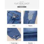 Sidefeel Women's Boyfriend Jeans Stretchy Ripped Distressed Zimbaplatinum Denim Pants Size 4-18