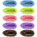 Mop Slippers Shoes 5 Pairs (10 Pieces) - Microfiber Cleaning House Mop Slippers, Floor Cleaning Tools Shoe Cover, Soft Machine Washable Reusable Microfiber Foot Socks for House Kitchen Office