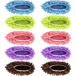 Mop Slippers Shoes 5 Pairs (10 Pieces) - Microfiber Cleaning House Mop Slippers, Floor Cleaning Tools Shoe Cover, Soft Machine Washable Reusable Microfiber Foot Socks for House Kitchen Office