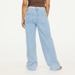 Forever 21 Women's Wide-Leg Jeans - Light Wash Denim with Lace Trim Waistband