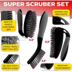Scrub Brush Set of 3pcs - Cleaning Shower Scrubber with Ergonomic Handle and Durable Bristles - Grout Cleaner Brush - Scrub Brushes for Cleaning Bathroom/Shower/Tile/Kitchen/Floor/Bathtub/Carpet Scrub Brush Set of 3pcs - Cleaning Shower Scrubber with Ergonomic Handle and Durable Bristles - Grout Cleaner Brush - Scrub Brushes for Cleaning Bathroom/Shower/Tile/Kitchen/Floor/Bathtub/Carpet
