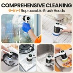 Electric Bathroom Cleaning Brush, Cordless Spin Scrubber Full Body Waterproof IPX7 with 6 Replaceable Brush Heads for Bathtub/Kitchen/Window/Home Cleaning -SD-CTB02