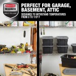 Rubbermaid 6-Pack Heavy Duty Durable 3 GAL Totes for Storage with Snap Lids and Handles, Plastic Storage Bins Stackable Black Gray for Home and Garage (3 GAL - 6 Pack Solid Black and Grey)