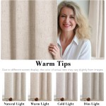 H.VERSAILTEX Linen 100% Blackout Curtains for Bedroom Full Light Blocking Curtains, Textured Window Curtain for Living Room 84 inch Grommet, Energy Efficient Curtains White Liner(2 Panels, Natural)