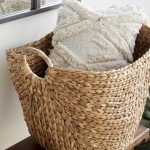 Deco 79 Seagrass Handmade Decorative and Functional Storage Basket Large Woven Basket Organizer with Ring Handles, Basket for Storage 20" x 18" x 19", Brown