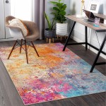 Lahome Modern Abstract Washable 5x7 Area Rugs for Living Room, Colorful Soft Bedroom Rug Low Pile Non Slip,Stain Resistance Dining Room Carpet for Nursery Office Entrance Home Office Decor
