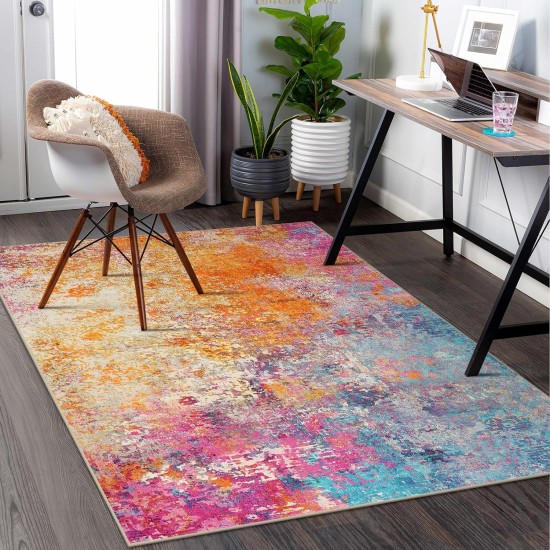 Lahome Modern Abstract Washable 5x7 Area Rugs for Living Room, Colorful Soft Bedroom Rug Low Pile Non Slip,Stain Resistance Dining Room Carpet for Nursery Office Entrance Home Office Decor