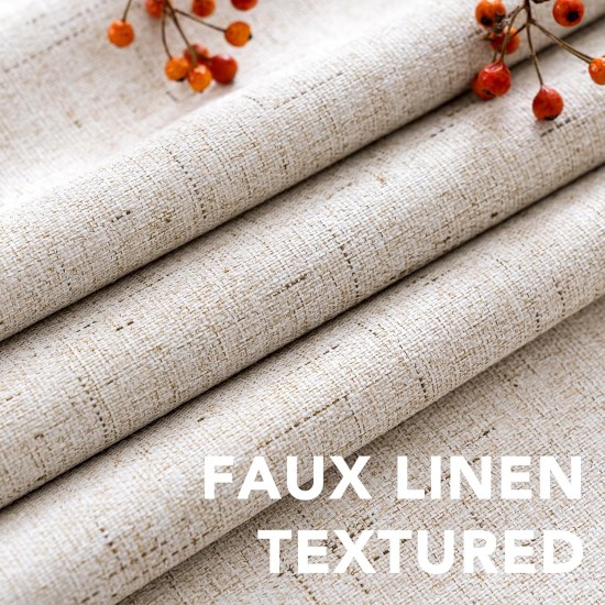 H.VERSAILTEX Linen 100% Blackout Curtains for Bedroom Full Light Blocking Curtains, Textured Window Curtain for Living Room 84 inch Grommet, Energy Efficient Curtains White Liner(2 Panels, Natural)