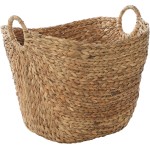 Deco 79 Seagrass Handmade Decorative and Functional Storage Basket Large Woven Basket Organizer with Ring Handles, Basket for Storage 20" x 18" x 19", Brown