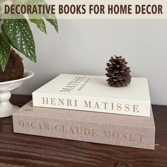 Decorative Books, Coffee Table Decor with Linen Coffee Table White Books Stack Bookshelf Home Decor, Fake Book Double as Libros Decorativos and Photo Storage